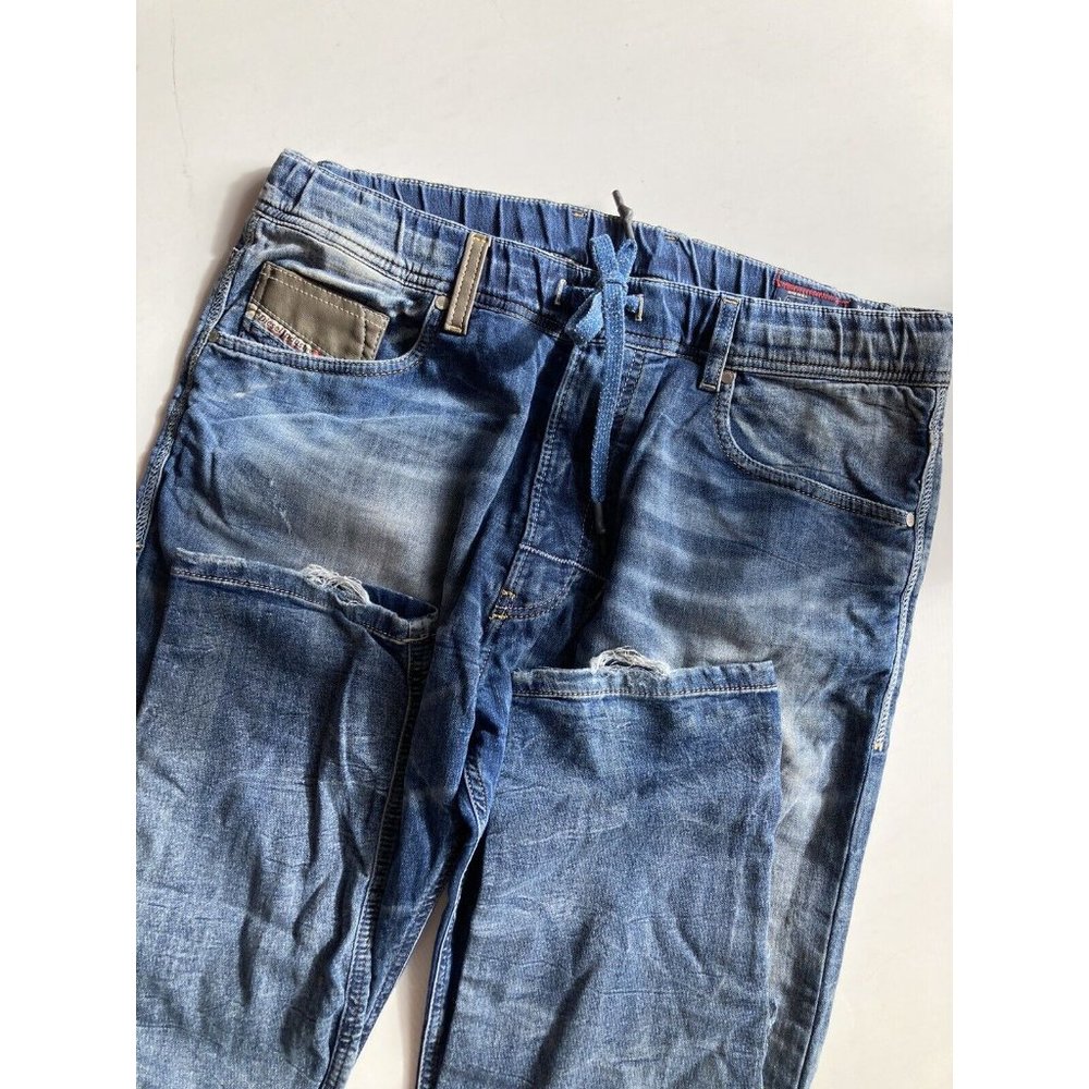 Men's DIESEL Narrot Distressed Medium Rinse Cotton Sweatpant Jeans, Size 34 - Picture 7 of 13